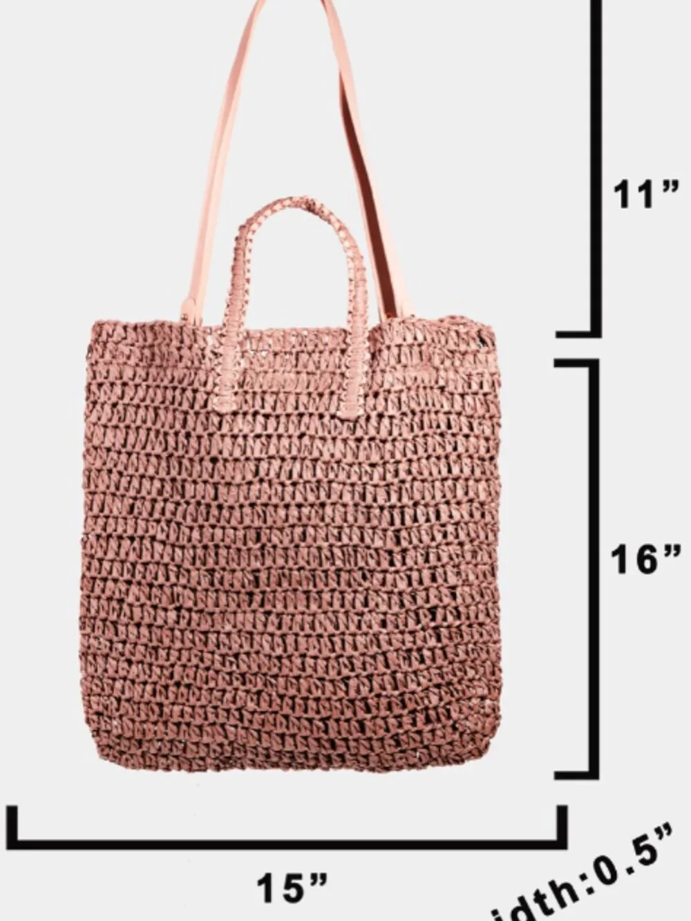 Large weaved straw tote in pink